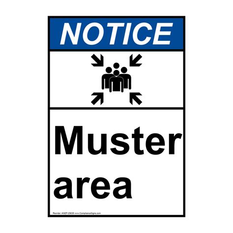 Vertical Muster Area Sign Ansi Notice Muster Point