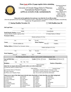 Fillable Online Ucdenver Application For Admission Ucdenver