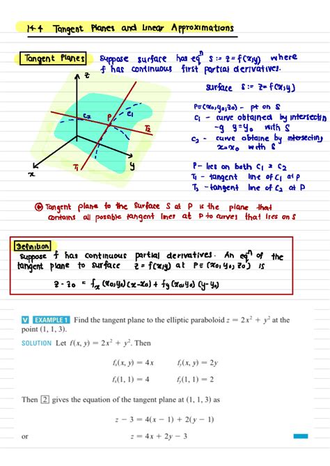 Notes Tangent Planes And Linear Approximations N