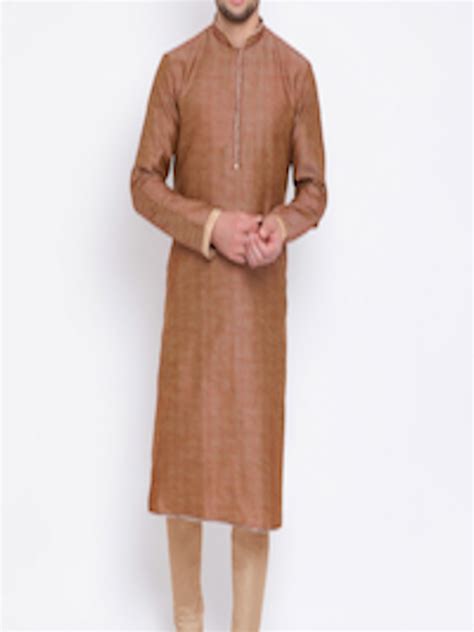 Buy Sanwara Men Maroon And Cream Coloured Self Design Kurta With Churidar