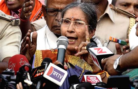 Jashodaben Modi talks to press