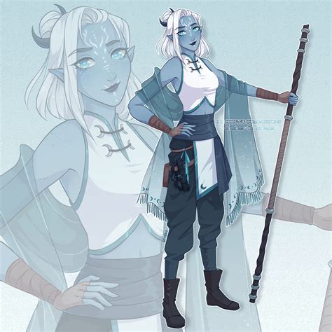 Comm Art Illmari The Air Genasi Monk Character Design Commission