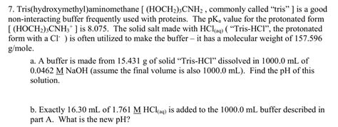 Solved Tris Hydroxymethyl Aminomethane Hoch Cnh Chegg