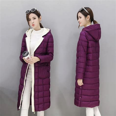 Fashion Ladies Coats Purple 2016 Winter Coat Women Parka Long Thick