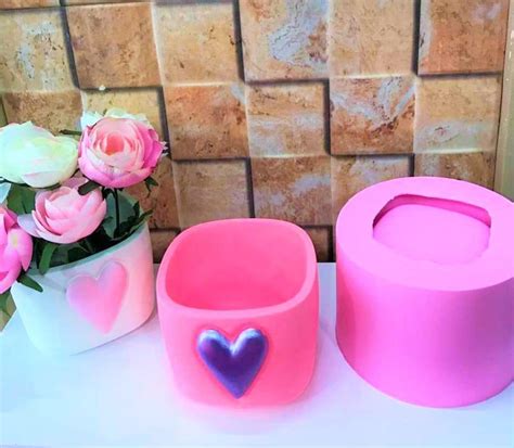 Moule Silicone Pot Cm D Co Coeur Pour Fleur Cactus Succulent Etsy