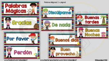 Spanish Pirates Themed Kind Words Palabras Mágicas Piratas by