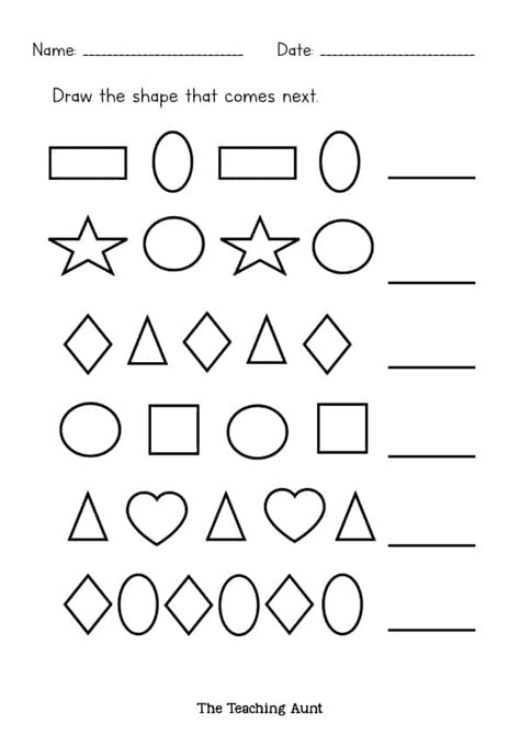 Shapes And Patterns Worksheets The Teaching Aunt Worksheets Library