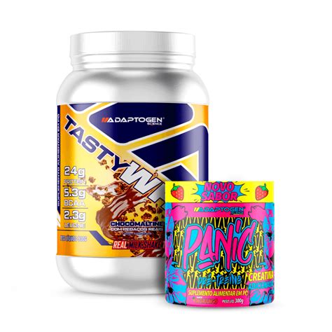 Combo Tasty Whey Panic Pré Treino 300g Adaptogen Science