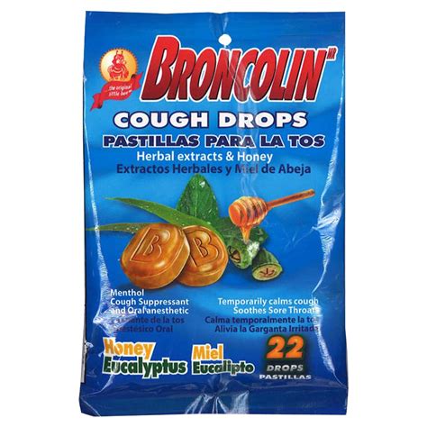 Broncolin Honey-Eucalyptus Cough Drops, 22 Ct