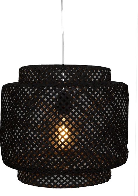 Hanglamp Gevlochten Bamboe Verlichting Rotan Ø40 cm Zwart bol