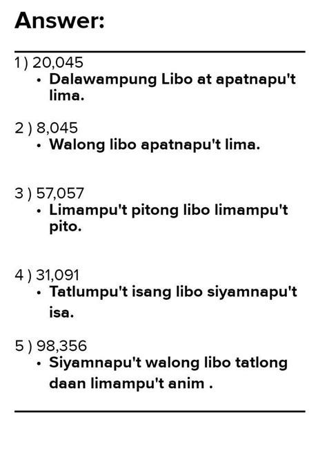 A Isulat Ang Sumusunod Na Simbolo Sa Salitang Bilang 1 20 045 3 57