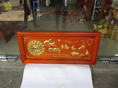 Tranh đồng Hồ Gỗ Công Cha Nghĩa Mẹ Kích Thước 108cm X 48cm Tgpx2275