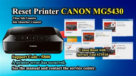 How To Reset Canon Printer Mg5430 Reset Waste Ink 5b00 Mg5420