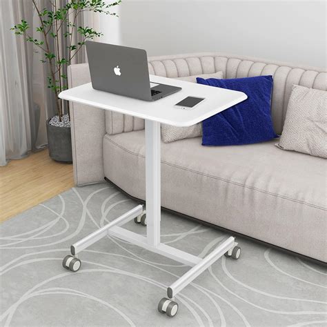 Dumos Small Standing Laptop Desk Mobile Standing Desk Manual Adjustable