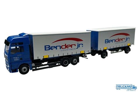 AWM Bender jr MAN TGA XXL Gardinenwechselkofferhängerzug 76238