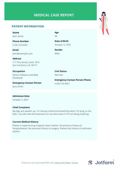 Medical Case Report PDF Templates Jotform