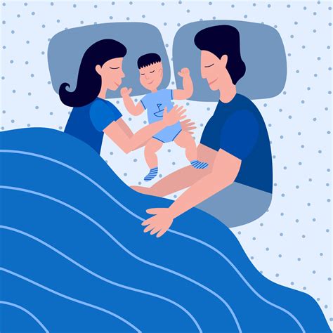 familia joven feliz durmiendo con un niño en la cama madre y padre