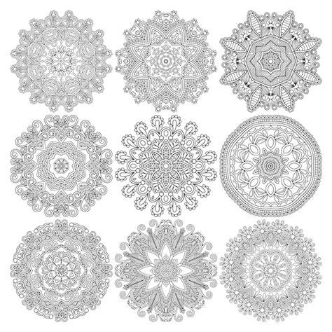 Premium Vector Circle Lace Ornament Round Ornamental Geometric Doily