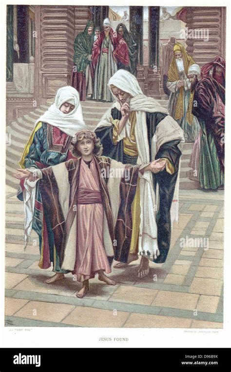 Mary and Joseph finding the young Jesus in the Temple where he had been ...