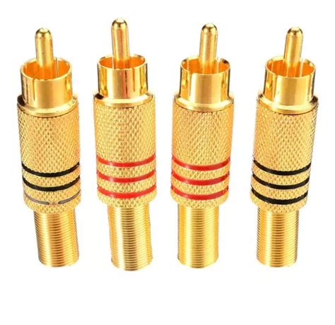 Conectores Rca Dourado Macho Metalico Pt Vm Pares Mercadolibre