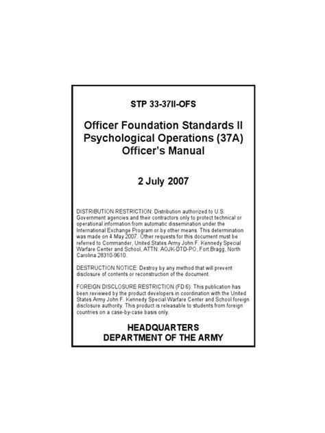 Us Army Psyops Officer Manual Pdf Staff Military Classified