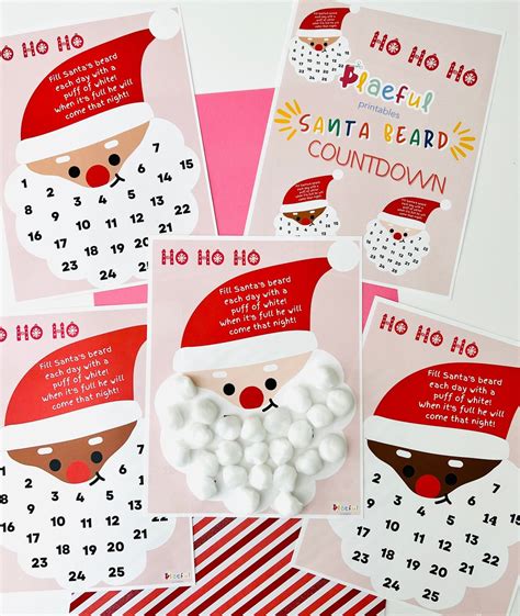 Santa Beard Countdown Santa Printable Santa Art Print Preschool