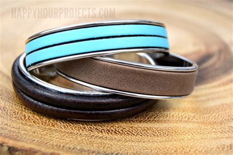 The Three Minute Diy Leather Bracelet Cuff Happy Hour Projects