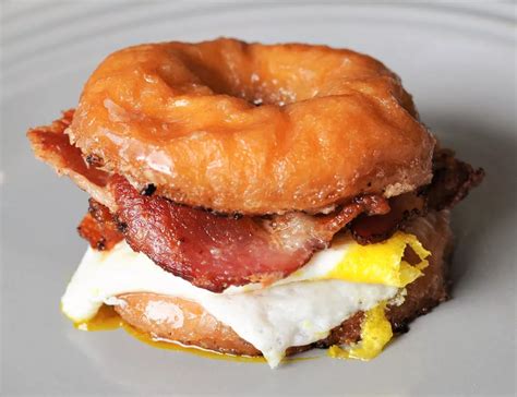Donut Breakfast Sandwich Breakfast Sandwich Delicious Breakfast