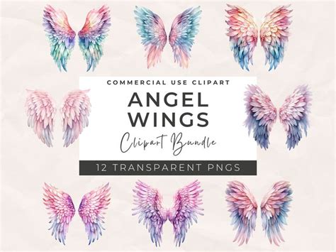 Watercolor Angel Wings Clipart Bundle Heaven Clipart White Wings Png