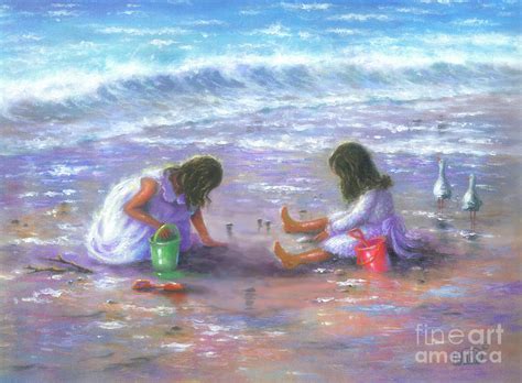 Finding Sea Shells Two Sisters Painting By Vickie Wade Pixels