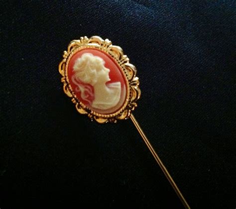 Cameo Stick Or Hat Pin Etsy Coral And Ivory Hat Pins Gold Tone Metal