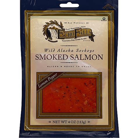 Echo Falls Smoked Salmon Wild Alaskan Sockeye Lemon Pepper 4 Oz