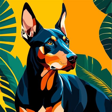 Natural Ear Doberman Vector Illustration Premium Ai Generated Vector