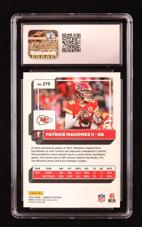 Patrick Mahomes II 2022 Donruss 275 CGC 10 Pristine Auction