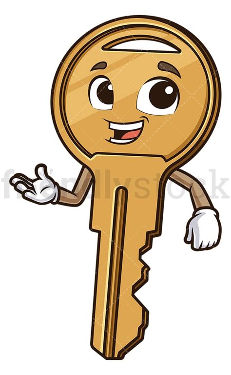 Cartoon Key Presenting Clipart Vector - FriendlyStock