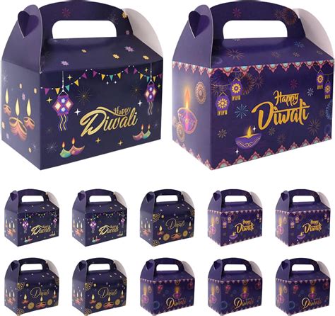 12 Pcs Diwali T Boxes Luwrevc Happy Diwali Gable Box Party Favors