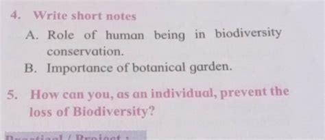 4 Write Short Notes A Role Of Human Being In Biodiversity Conservation