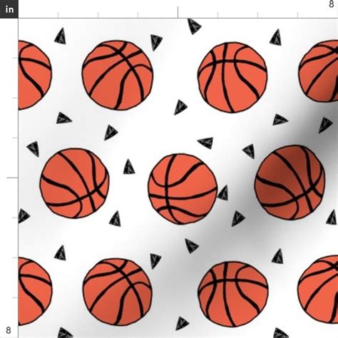 Basketball Fabric Sports Basketball Themed Fabric White By Etsy