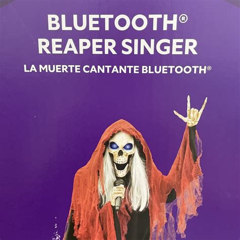 Lowes Halloween Haunted Living 7ft Bluetooth Reaper Band LED Singer