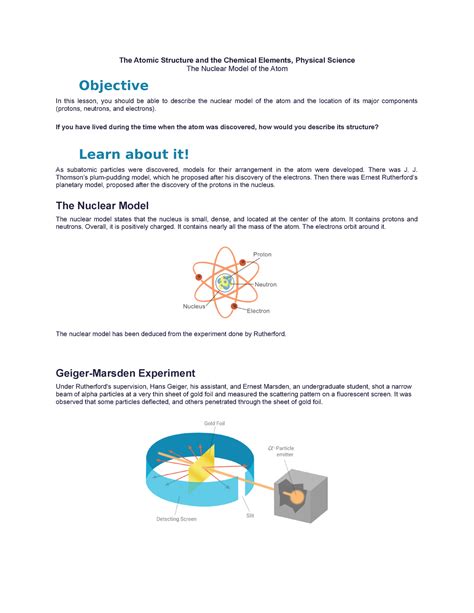 The Nuclear Model of the Atom - The Atomic Structure and the Chemical ...