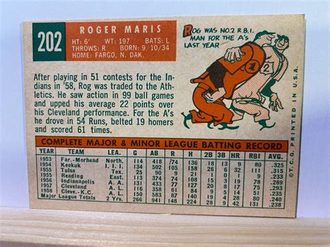 Topps Baseball Roger Maris New York Yankees Exc Nmt Ebay