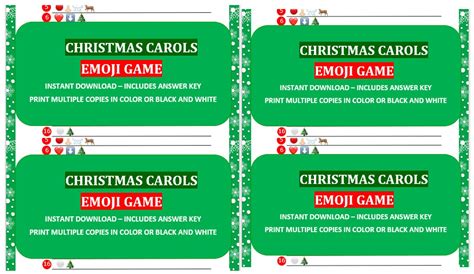 Christmas Carols Emoji Game Printable christmas Carols Quiz church and ...