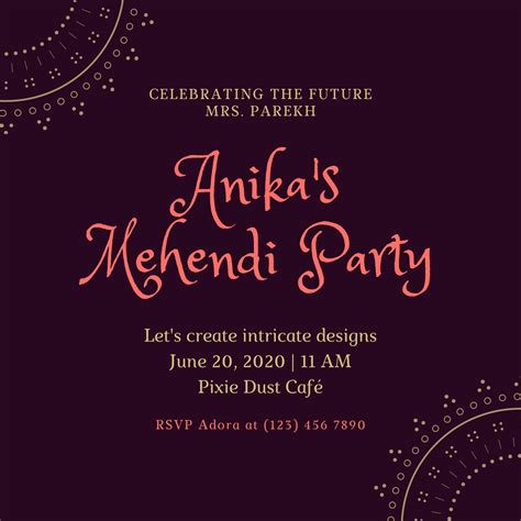 Free Custom Printable Mehndi Invitation Templates Canva