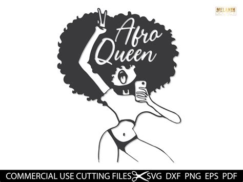 Afro Queen Silhouette Svg Selfie Svg Black History Month Svg Afro