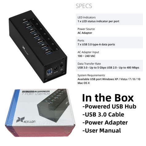 Xcellon 7 Port USB 3 0 Hub Allowing You To Connect To A Variety Of