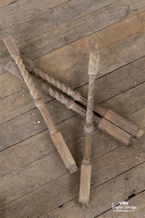 Antique Oak Barley Twist Spindles X4