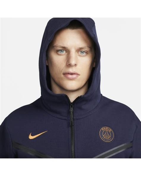 Nike Paris Saint Germain Tech Fleece Windrunner Full Zip Hoodie In Blue