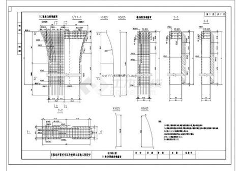 某长江路大桥cad施工图全套桁架拱桥引桥墩墩身钢筋图土木在线