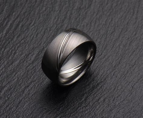 Stainless Damascus Steel Mens Wedding Band Engagement Ring Etsy