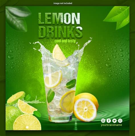 Summer Lemon Drinks Social Media Poster Design Premium Ai Generated Psd